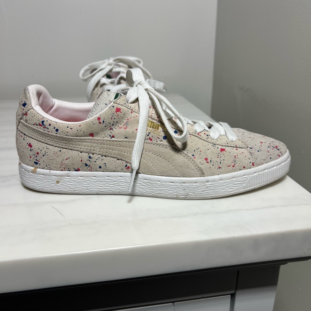 Puma Men's Natural Paint Splatter Sneakers Suede Classic Allo Gray Size 8.5 - Picture 5 of 13